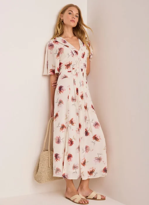 modest cute dresses A-line V-neck Prom Long Party Dresses Dresses Colour:Myrtle This Blue Floral Modest Color_Coral Cotton Maxi Dress Long